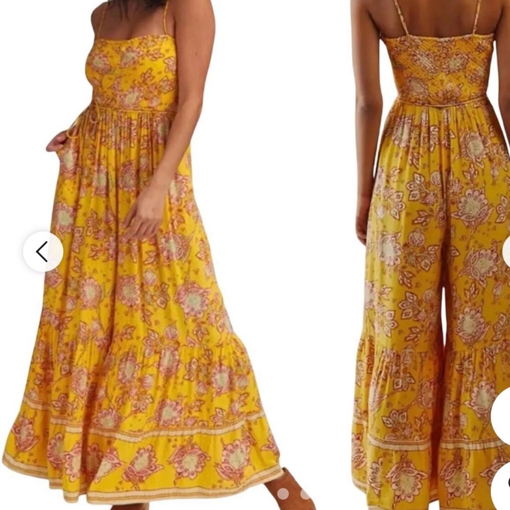 Free People Yellow Floral Jumpsuit
